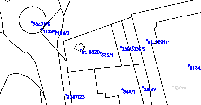 Parcela st. 339/1 v KÚ Šumperk, Katastrální mapa