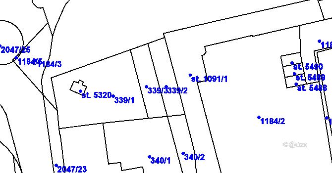 Parcela st. 339/2 v KÚ Šumperk, Katastrální mapa