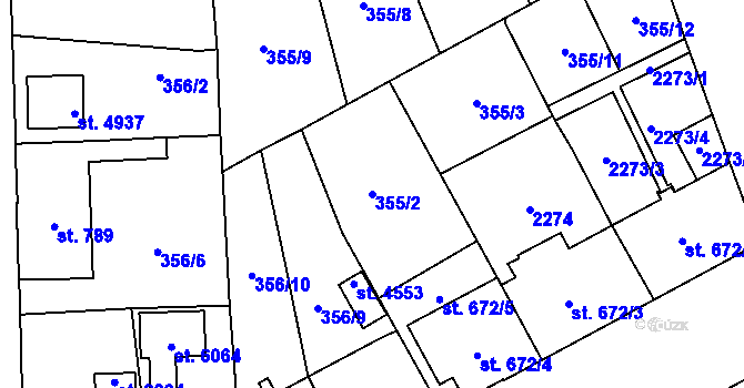 Parcela st. 355/2 v KÚ Šumperk, Katastrální mapa