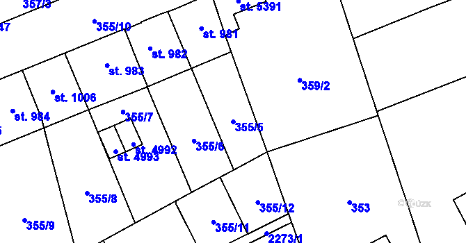 Parcela st. 355/5 v KÚ Šumperk, Katastrální mapa