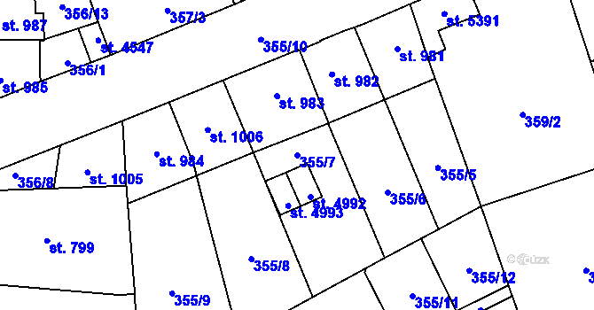 Parcela st. 355/7 v KÚ Šumperk, Katastrální mapa