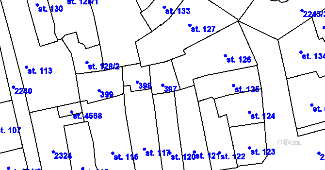 Parcela st. 397 v KÚ Šumperk, Katastrální mapa
