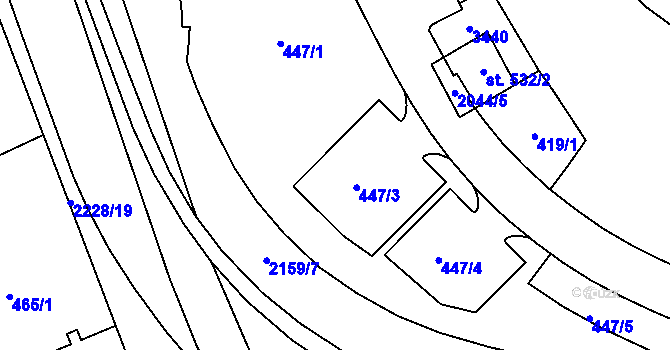 Parcela st. 447 v KÚ Šumperk, Katastrální mapa