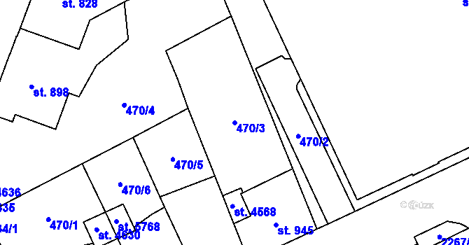Parcela st. 470/3 v KÚ Šumperk, Katastrální mapa