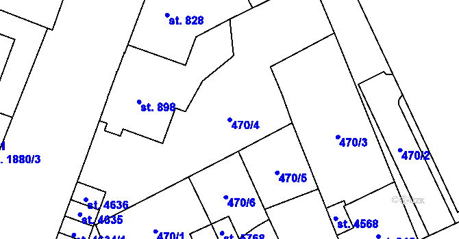 Parcela st. 470/4 v KÚ Šumperk, Katastrální mapa