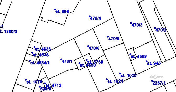 Parcela st. 470/6 v KÚ Šumperk, Katastrální mapa
