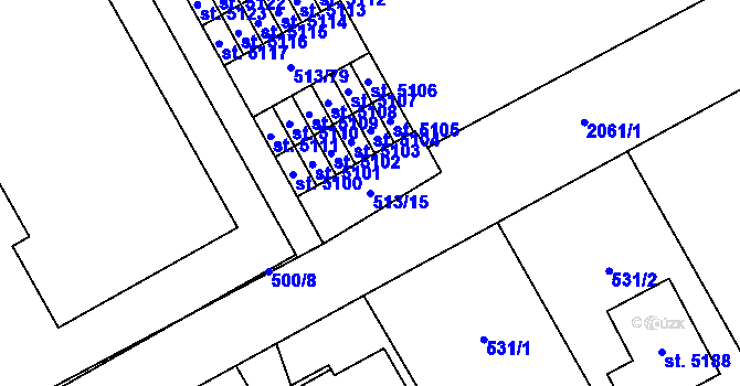 Parcela st. 513/15 v KÚ Šumperk, Katastrální mapa