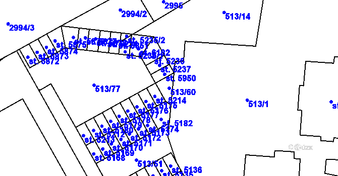 Parcela st. 513/60 v KÚ Šumperk, Katastrální mapa
