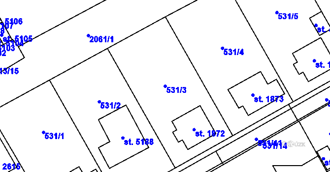 Parcela st. 531/3 v KÚ Šumperk, Katastrální mapa
