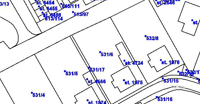 Parcela st. 531/6 v KÚ Šumperk, Katastrální mapa