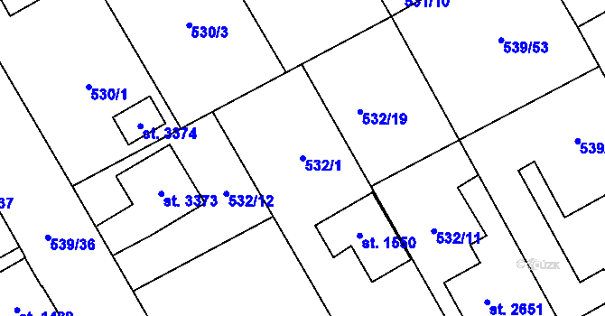 Parcela st. 532/1 v KÚ Šumperk, Katastrální mapa