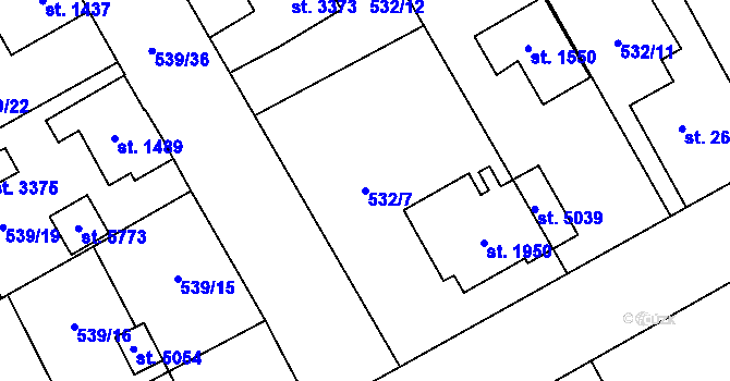 Parcela st. 532/7 v KÚ Šumperk, Katastrální mapa