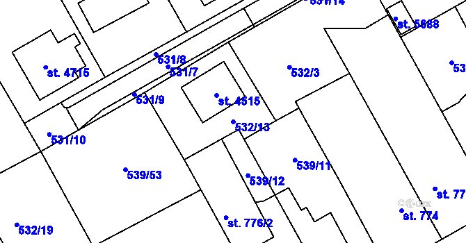 Parcela st. 532/13 v KÚ Šumperk, Katastrální mapa