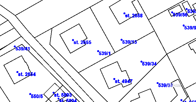 Parcela st. 539/1 v KÚ Šumperk, Katastrální mapa