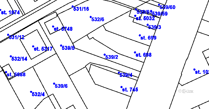 Parcela st. 539/2 v KÚ Šumperk, Katastrální mapa