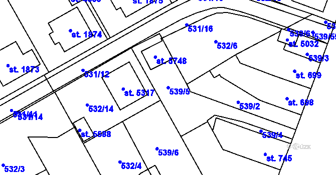 Parcela st. 539/5 v KÚ Šumperk, Katastrální mapa