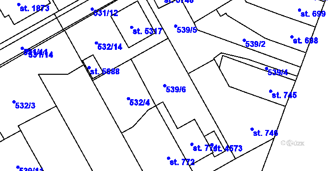 Parcela st. 539/6 v KÚ Šumperk, Katastrální mapa