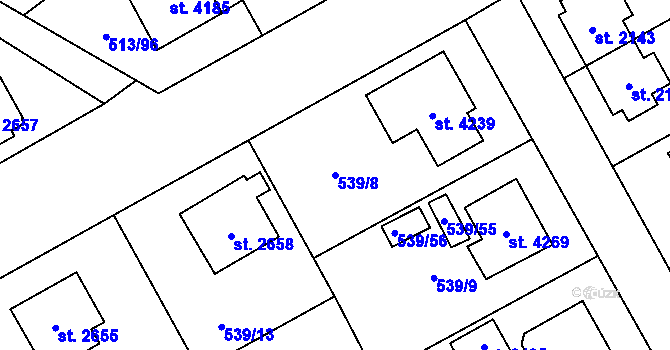 Parcela st. 539/8 v KÚ Šumperk, Katastrální mapa