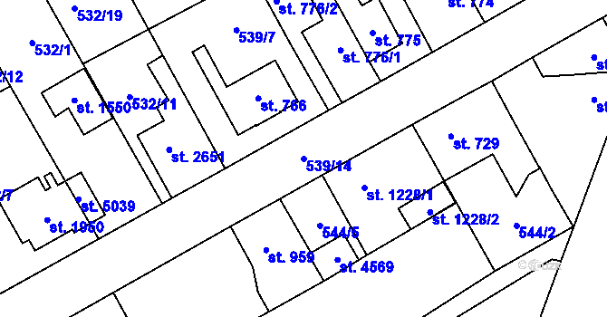 Parcela st. 539/14 v KÚ Šumperk, Katastrální mapa
