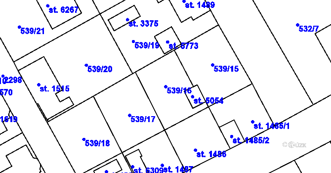 Parcela st. 539/16 v KÚ Šumperk, Katastrální mapa