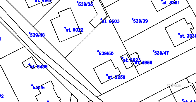 Parcela st. 539/50 v KÚ Šumperk, Katastrální mapa