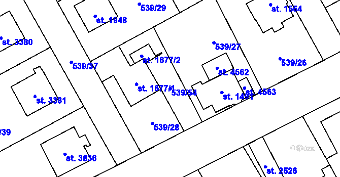 Parcela st. 539/54 v KÚ Šumperk, Katastrální mapa