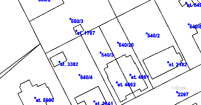 Parcela st. 540/3 v KÚ Šumperk, Katastrální mapa