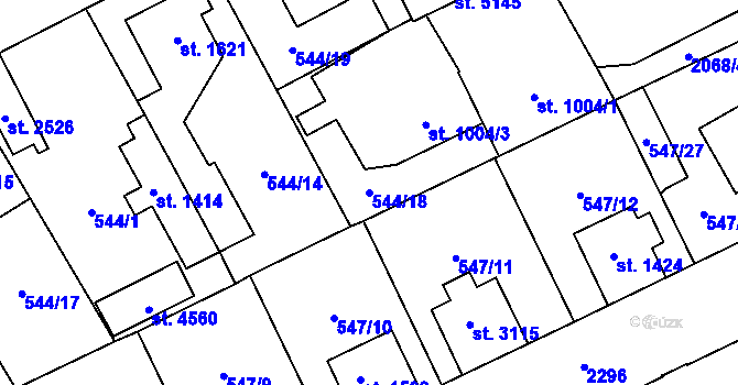 Parcela st. 544/18 v KÚ Šumperk, Katastrální mapa
