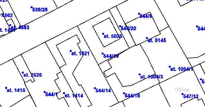 Parcela st. 544/19 v KÚ Šumperk, Katastrální mapa
