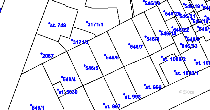 Parcela st. 546/6 v KÚ Šumperk, Katastrální mapa