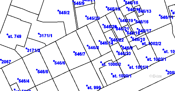 Parcela st. 546/8 v KÚ Šumperk, Katastrální mapa