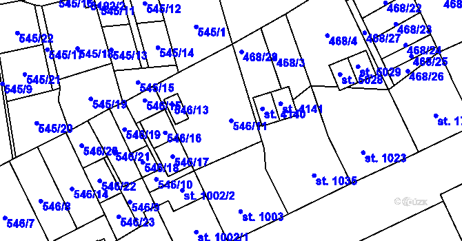 Parcela st. 546/11 v KÚ Šumperk, Katastrální mapa