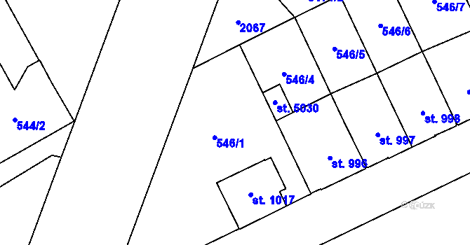 Parcela st. 546/12 v KÚ Šumperk, Katastrální mapa