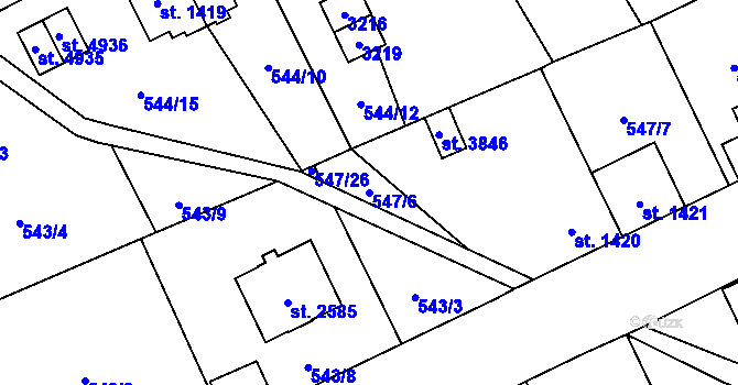Parcela st. 547/6 v KÚ Šumperk, Katastrální mapa