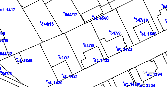 Parcela st. 547/8 v KÚ Šumperk, Katastrální mapa