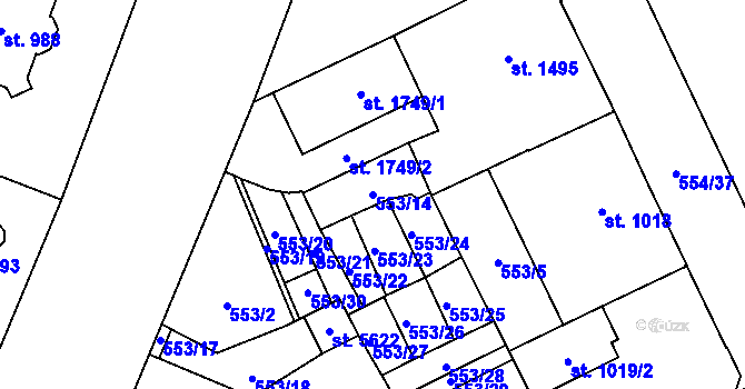 Parcela st. 553/14 v KÚ Šumperk, Katastrální mapa