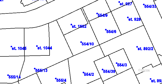 Parcela st. 554/10 v KÚ Šumperk, Katastrální mapa