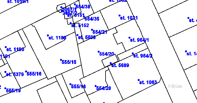 Parcela st. 554/20 v KÚ Šumperk, Katastrální mapa