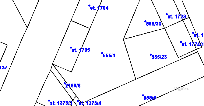 Parcela st. 555/1 v KÚ Šumperk, Katastrální mapa