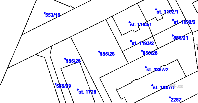 Parcela st. 555/28 v KÚ Šumperk, Katastrální mapa