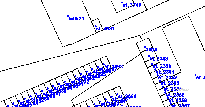 Parcela st. 556/45 v KÚ Šumperk, Katastrální mapa