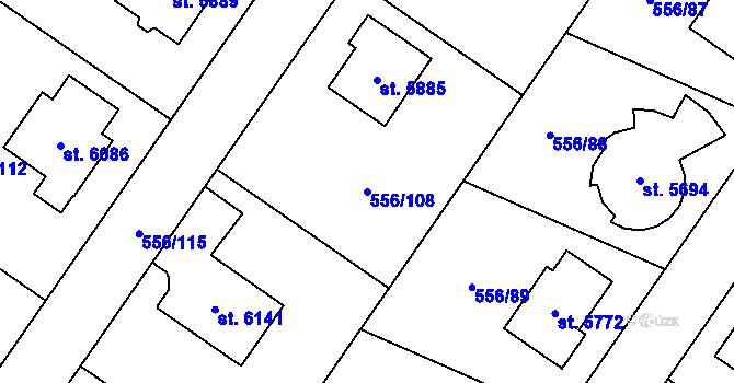 Parcela st. 556/108 v KÚ Šumperk, Katastrální mapa