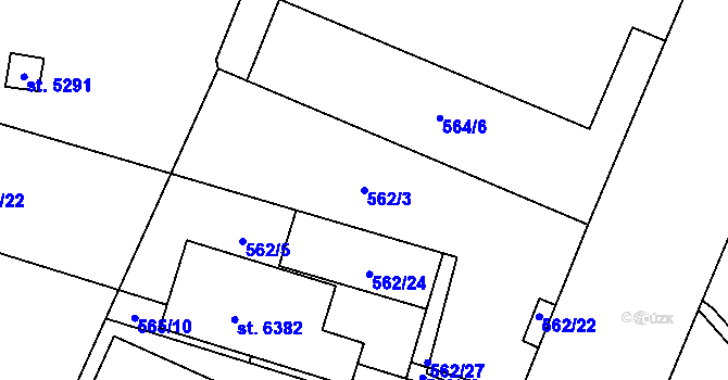 Parcela st. 562/3 v KÚ Šumperk, Katastrální mapa