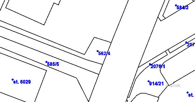 Parcela st. 562/4 v KÚ Šumperk, Katastrální mapa
