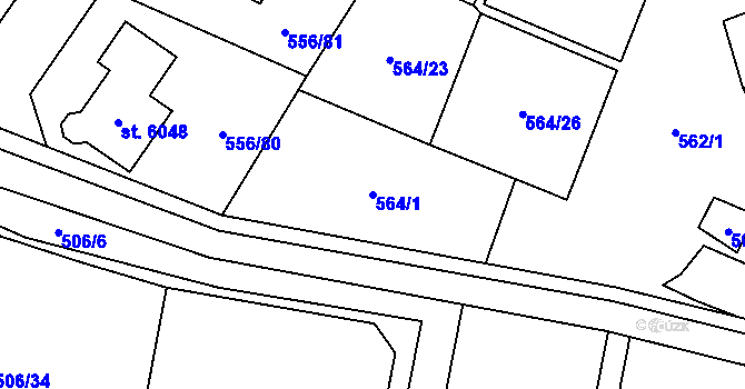 Parcela st. 564/1 v KÚ Šumperk, Katastrální mapa