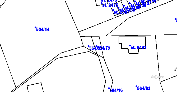 Parcela st. 564/15 v KÚ Šumperk, Katastrální mapa