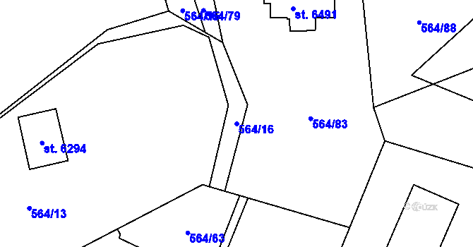 Parcela st. 564/16 v KÚ Šumperk, Katastrální mapa