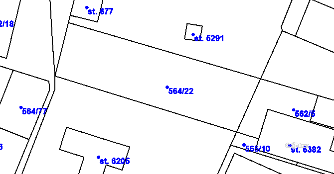 Parcela st. 564/22 v KÚ Šumperk, Katastrální mapa