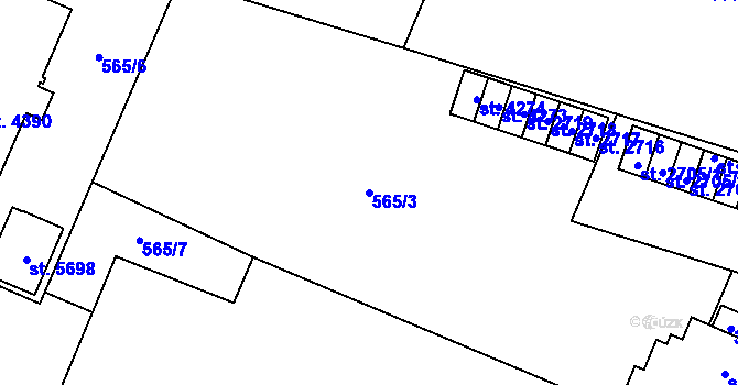 Parcela st. 565/3 v KÚ Šumperk, Katastrální mapa