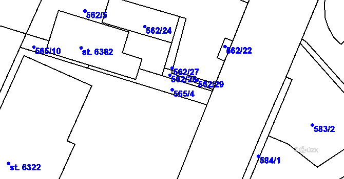 Parcela st. 565/4 v KÚ Šumperk, Katastrální mapa